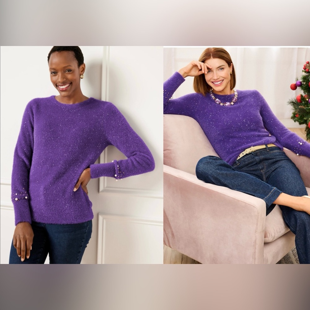 Talbots Beaded Cuff Sweater